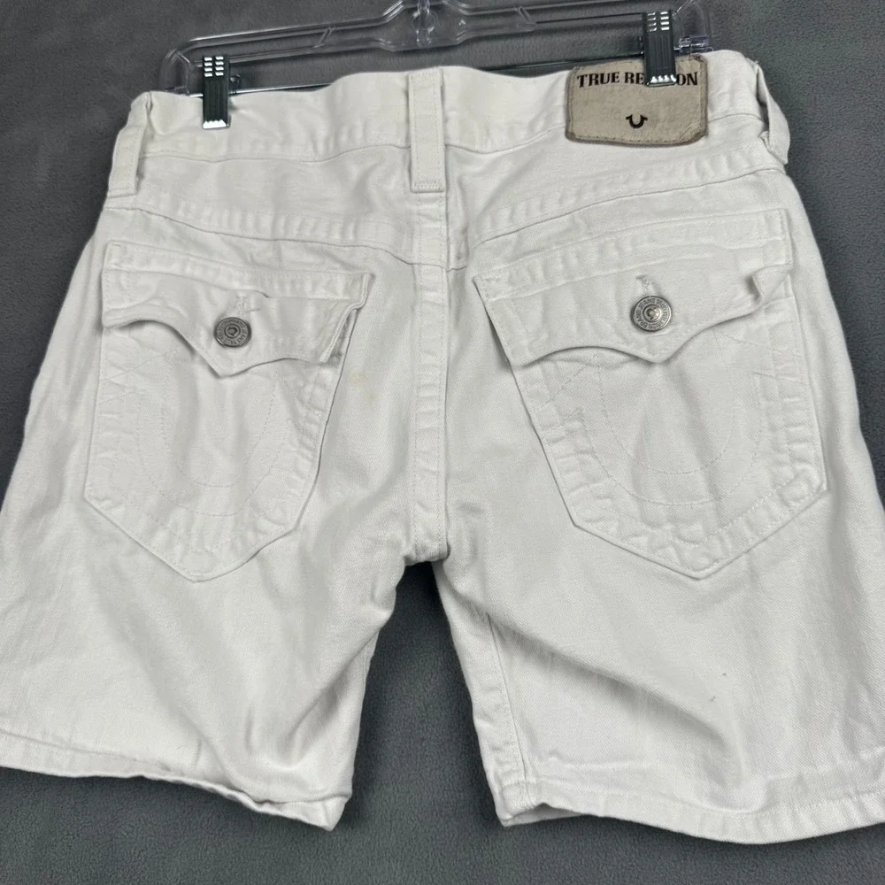 True‎ Religion Ricky Relaxed Straight White Denim Shorts Mens 30 Made in USA